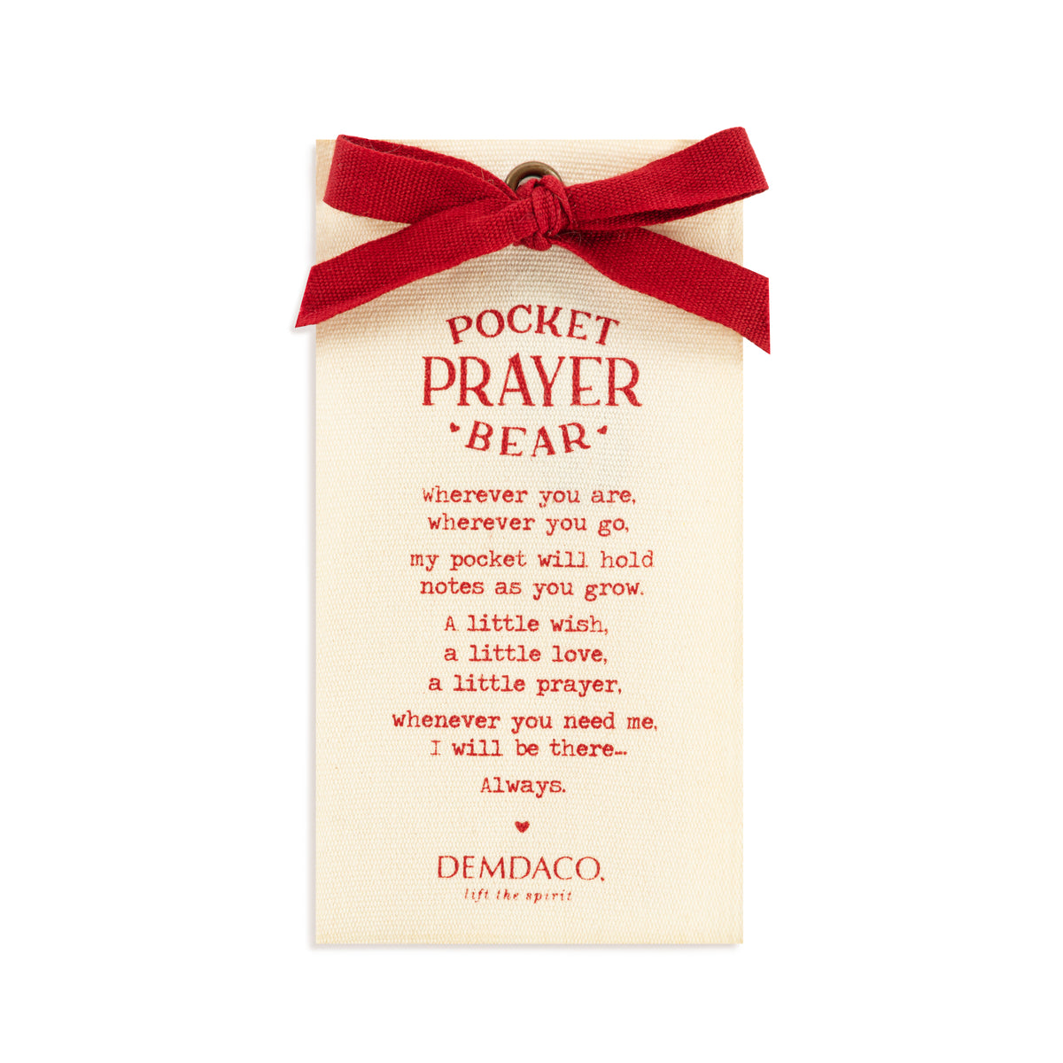 Red Pocket Prayer Bear 11"